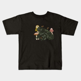 Cute Trendy Frog and Mushroom Art Kids T-Shirt